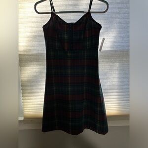 Green Plaid Mini Dress